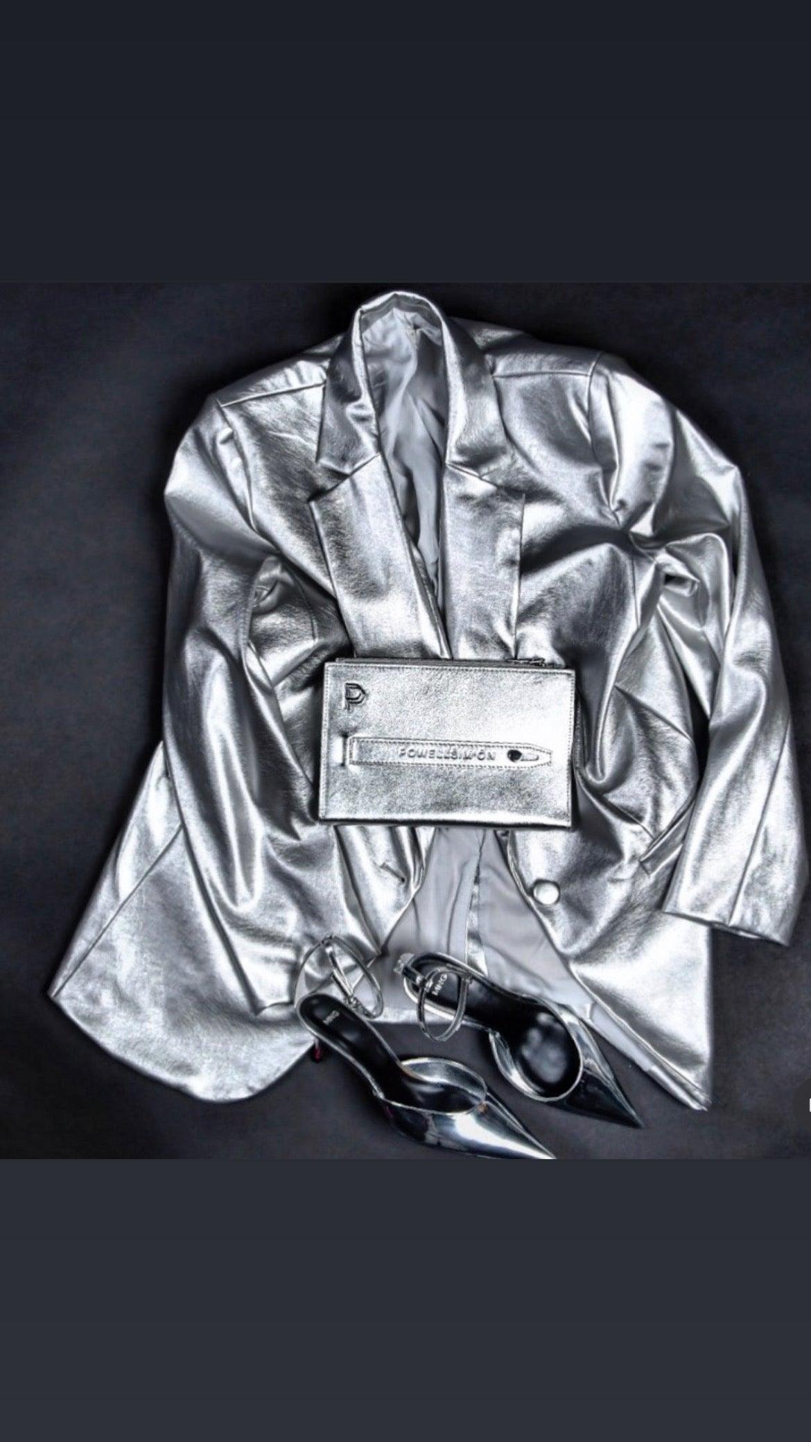 CARMEN CLUTCH SILVER LEATHER