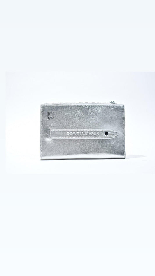 CARMEN CLUTCH SILVER LEATHER
