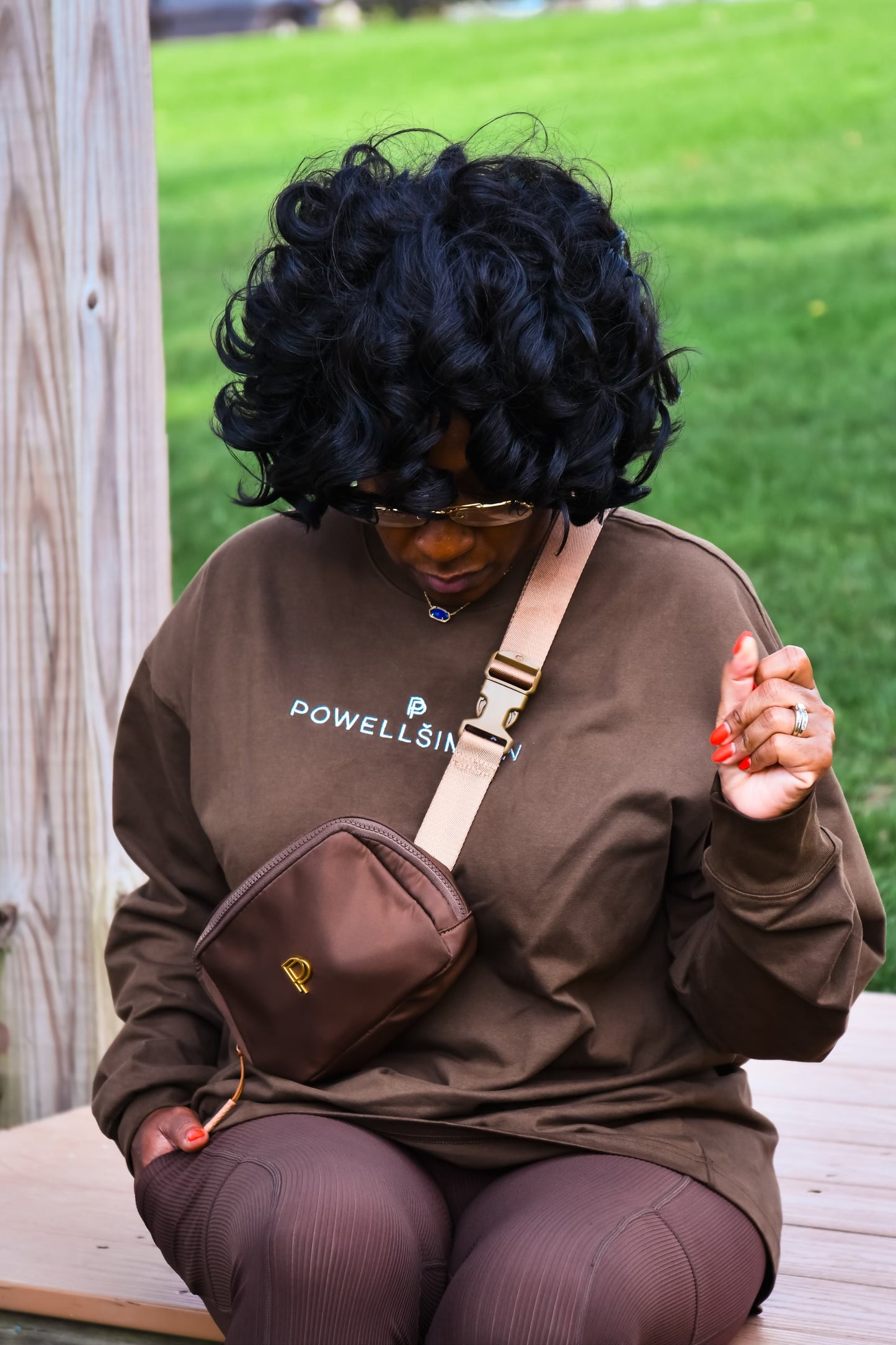 LOGO LONG SLEEVE T-SHIRT BROWN