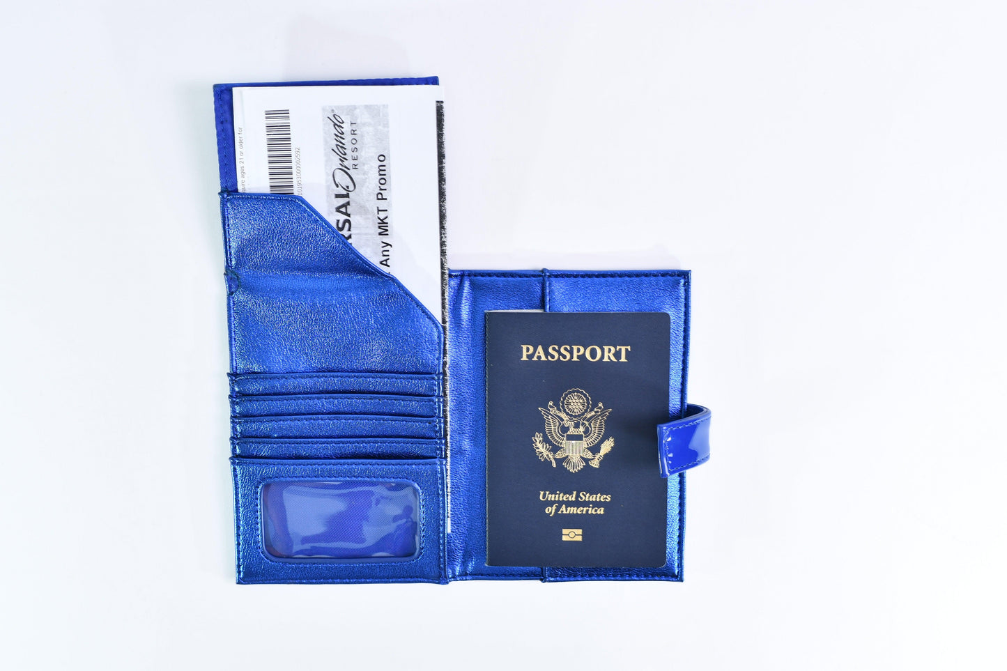 PASSPORT WALLET METTALIC BLUE