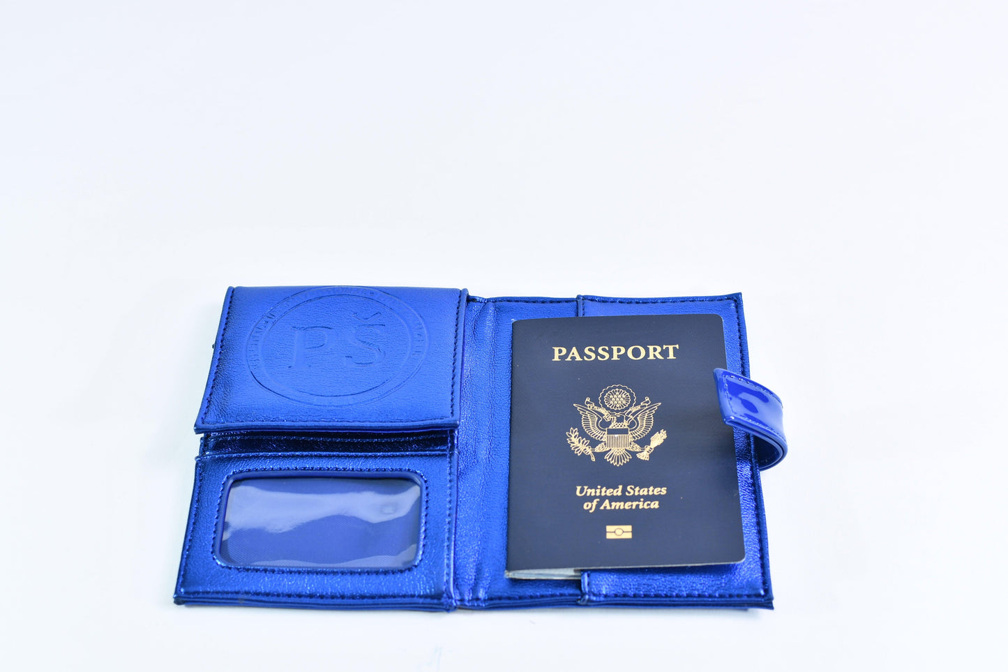 PASSPORT WALLET METTALIC BLUE